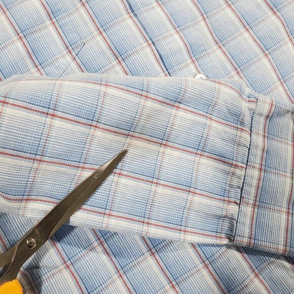 Wrangler Shirt Mens Large Blue Plaid Cowboy George Strait Collared Button Down - Picture 2 of 9